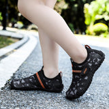 Kids Water Shoes Barefoot Quick Dry Aqua Sports Shoes Boys Girls (Pattern Printed) - Black Size Bigkid US5.5 = EU37 - Rear View