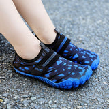 Kids Water Shoes Barefoot Quick Dry Aqua Sports Shoes Boys Girls (Pattern Printed) - Blue Size Bigkid US3 = EU34 - Close-Up Angle