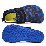 Kids Water Shoes Barefoot Quick Dry Aqua Sports Shoes Boys Girls (Pattern Printed) - Blue Size Bigkid US4 = EU36 - Front View