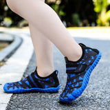 Kids Water Shoes Barefoot Quick Dry Aqua Sports Shoes Boys Girls (Pattern Printed) - Blue Size Bigkid US4 = EU36 - Rear View