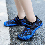 Kids Water Shoes Barefoot Quick Dry Aqua Sports Shoes Boys Girls (Pattern Printed) - Blue Size Bigkid US6.5 = EU38 - 45-Degree Angle