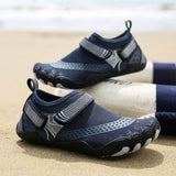 Kids Water Shoes Barefoot Quick Dry Aqua Sports Shoes Boys Girls - Blue Size Bigkid US2=EU32 - Rear View