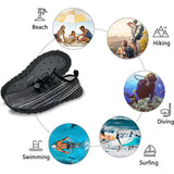Water Shoes for Men and Women Soft Breathable Slip-on Aqua Shoes Aqua Socks for Swim Beach Pool Surf Yoga (Black Size US 8.5) - Close-Up Angle