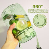 Clear Large Water Bottle Water Jug with Adjustable Shoulder Strap - Green - Side View