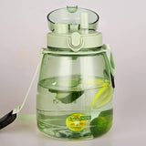 Clear Large Water Bottle Water Jug with Adjustable Shoulder Strap - Green - Rear View