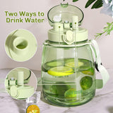 Clear Large Water Bottle Water Jug with Adjustable Shoulder Strap - Green - Top-Down View