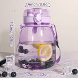 Clear Large Water Bottle Water Jug with Adjustable Shoulder Strap - Purple - Front View