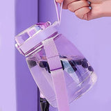 Clear Large Water Bottle Water Jug with Adjustable Shoulder Strap - Purple - 45-Degree Angle