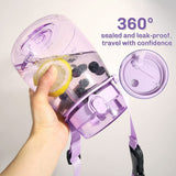 Clear Large Water Bottle Water Jug with Adjustable Shoulder Strap - Purple - Side View