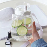 Clear Large Water Bottle Water Jug with Adjustable Shoulder Strap - White - 45-Degree Angle