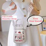 1000ml Large Water Bottle Stainless Steel Straw Water Jug with FREE Sticker Packs (White) - Rear View