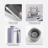 A5 Flat Water Bottle Portable Travel Mug BPA Free Water Bottle (Black) - Low Angle