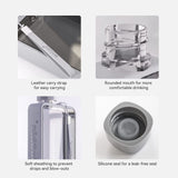 A5 Flat Water Bottle Portable Travel Mug BPA Free Water Bottle (Grey) - Low Angle