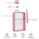 A5 Flat Water Bottle Portable Travel Mug BPA Free Water Bottle (Grey) - Side View