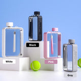 A5 Flat Water Bottle Portable Travel Mug BPA Free Water Bottle (Grey) - Front View