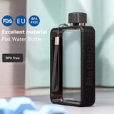 A5 Flat Water Bottle Portable Travel Mug BPA Free Water Bottle (Grey) - 45-Degree Angle