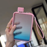 A5 Flat Water Bottle for Warm Drink ( Pink ) - Close-Up Angle