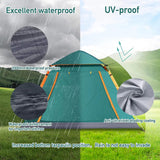 Instant Pop Up Tent For Hiking 2/3/4 Person Camping Tents, Waterproof Windproof Family Tent With Top Rainfly, Easy Set Up, Portable With Carry Bag, With UV Protection  / GREEN-ORANGE - Front View