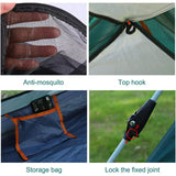 Instant Pop Up Tent For Hiking 2/3/4 Person Camping Tents, Waterproof Windproof Family Tent With Top Rainfly, Easy Set Up, Portable With Carry Bag, With UV Protection  / GREEN-ORANGE - Side View