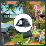 Instant Pop Up Tent For Hiking 2/3/4 Person Camping Tents, Waterproof Windproof Family Tent With Top Rainfly, Easy Set Up, Portable With Carry Bag, With UV Protection  / GREEN-ORANGE - Extra Image