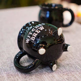 Witches Brew Black Cauldron Coffee Mug Cup With Moon & Stars - Low Angle