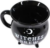 Witches Brew Black Cauldron Coffee Mug Cup With Moon & Stars - Front View