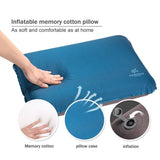 Self Inflating Camping Pillow with Ergonomic 4D Support - Blue - Side View