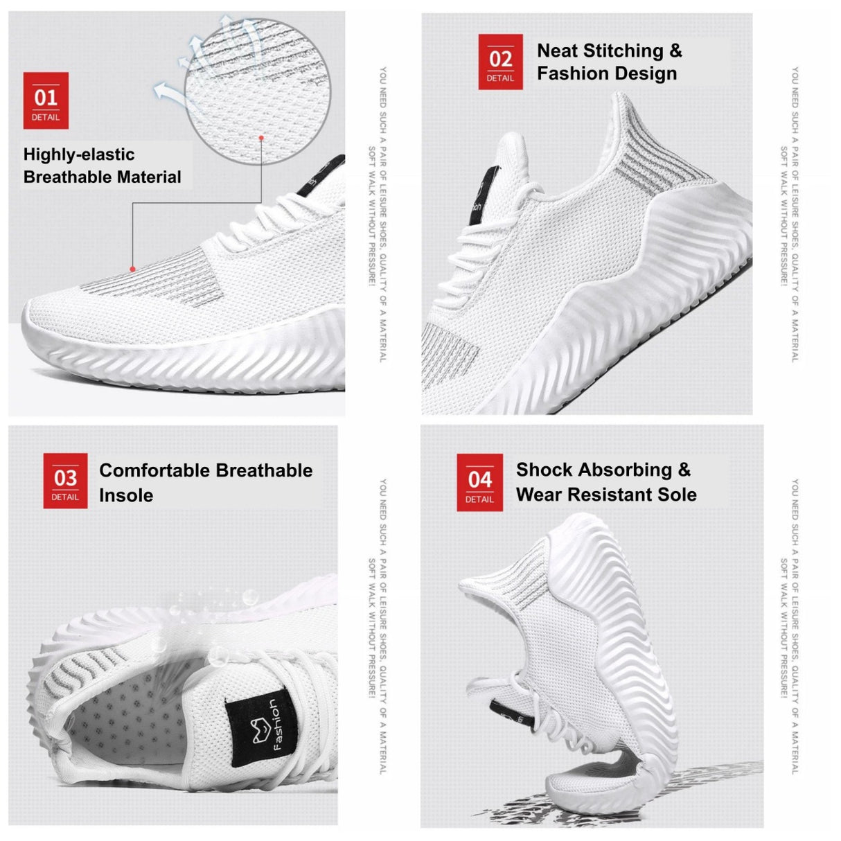 Men's Sneakers Outdoor Road Shoes Breathable Lightweight Non-slip (Grey Size US11=US46)