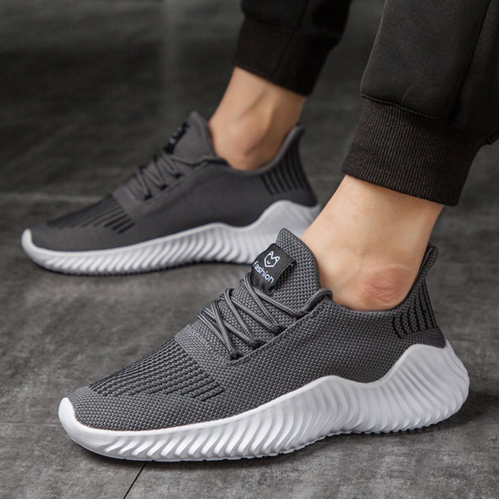 Men's Sneakers Outdoor Road Shoes Breathable Lightweight Non-slip (Grey Size US11=US46)