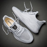 Men's Sneakers Outdoor Road Shoes Breathable Lightweight Non-slip ( White Size US11.5=US47 ) - Side View