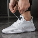 Men's Sneakers Outdoor Road Shoes Breathable Lightweight Non-slip ( White Size US11.5=US47 ) - Rear View