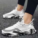Men's Athletic Running Tennis Shoes Outdoor Sports Jogging Sneakers Walking Gym (White US 8=EU 41) - Rear View