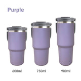 750ML Purple Stainless Steel Travel Mug with Leak-proof 2-in-1 Straw and Sip Lid, Vacuum Insulated Coffee Mug for Car, Office, Perfect Gifts, Keeps Liquids Hot or Cold - Front View
