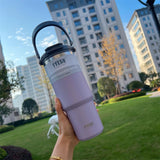 750ML Purple Stainless Steel Travel Mug with Leak-proof 2-in-1 Straw and Sip Lid, Vacuum Insulated Coffee Mug for Car, Office, Perfect Gifts, Keeps Liquids Hot or Cold - Side View