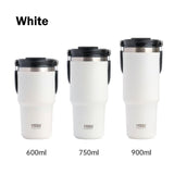 750ML White Stainless Steel Travel Mug with Leak-proof 2-in-1 Straw and Sip Lid, Vacuum Insulated Coffee Mug for Car, Office, Perfect Gifts, Keeps Liquids Hot or Cold - Front View