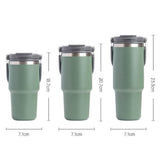 750ML White Stainless Steel Travel Mug with Leak-proof 2-in-1 Straw and Sip Lid, Vacuum Insulated Coffee Mug for Car, Office, Perfect Gifts, Keeps Liquids Hot or Cold - Side View