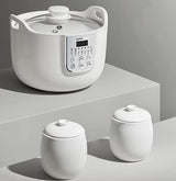 Joyoung White Porclain Slow Cooker 1.8L with 3 Ceramic Inner Containers - 45-Degree Angle