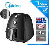 Midea 4L 1500W Multi-functional Air Fryer - Black - Front View