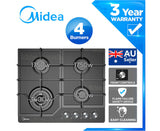 Gas Glass Cooktop 60cm Black - Front View