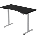 FORTIA Sit To Stand Up Standing Desk 150x68cm 72-118cm Electric Height Adjustable Ergonomically Curved Edge 50kg Rated Black/Silver Frame