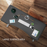 FORTIA Sit To Stand Up Standing Desk 150x68cm 72-118cm Electric Height Adjustable Ergonomically Curved Edge 50kg Rated Black/Silver Frame - Top-Down View