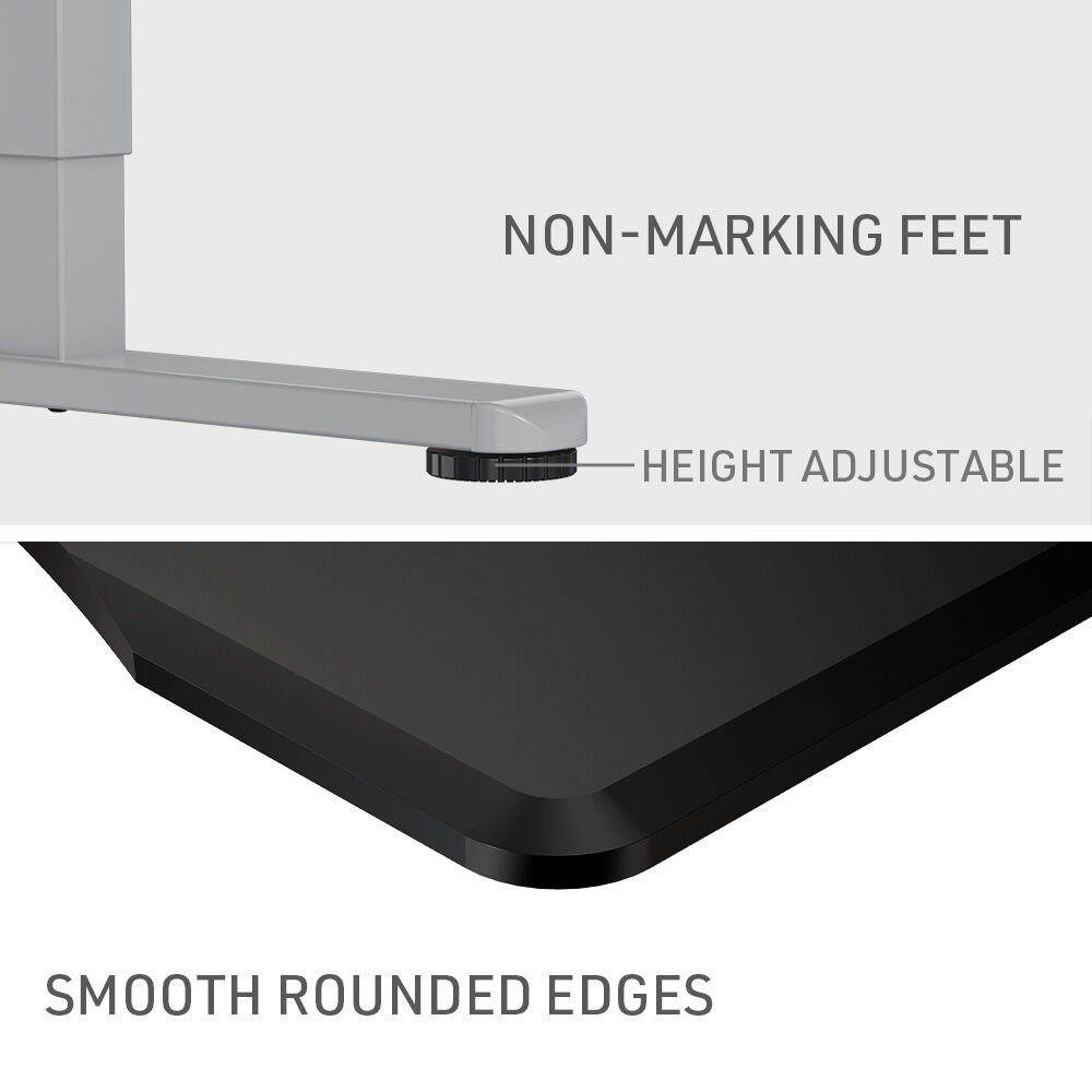 FORTIA Sit To Stand Up Standing Desk 150x68cm 72-118cm Electric Height Adjustable Ergonomically Curved Edge 50kg Rated Black/Silver Frame