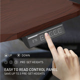 FORTIA Sit To Stand Up Standing Desk 150x68cm 72-118cm Electric Height Adjustable Ergonomically Curved Edge 50kg Rated Walnut Style/Silver Frame - Rear View