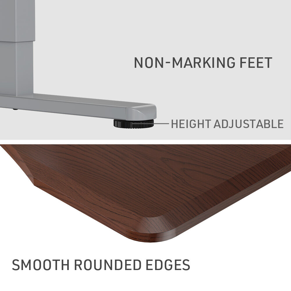 FORTIA Sit To Stand Up Standing Desk 150x68cm 72-118cm Electric Height Adjustable Ergonomically Curved Edge 50kg Rated Walnut Style/Silver Frame