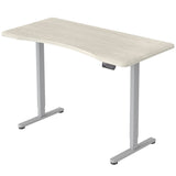 FORTIA Sit To Stand Up Standing Desk 150x68cm 72-118cm Electric Height Adjustable Ergonomically Curved Edge 50kg Rated White Oak Style/Silver Frame