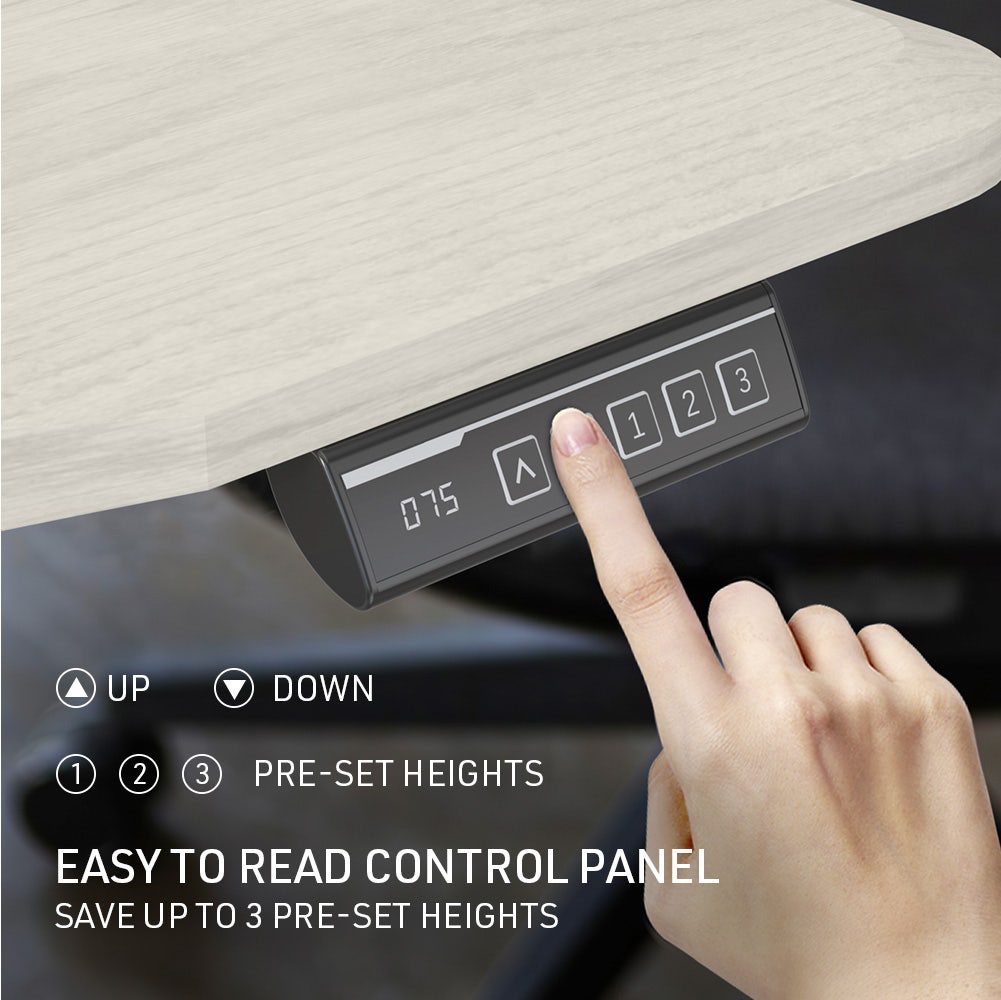 FORTIA Sit To Stand Up Standing Desk 150x68cm 72-118cm Electric Height Adjustable Ergonomically Curved Edge 50kg Rated White Oak Style/Silver Frame