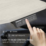 FORTIA Sit To Stand Up Standing Desk 150x68cm 72-118cm Electric Height Adjustable Ergonomically Curved Edge 50kg Rated White Oak Style/Silver Frame - Rear View