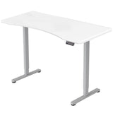 FORTIA Sit To Stand Up Standing Desk 150x68cm 72-118cm Electric Height Adjustable Ergonomically Curved Edge 50kg Rated White/Silver Frame