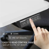 FORTIA Sit To Stand Up Standing Desk 150x68cm 72-118cm Electric Height Adjustable Ergonomically Curved Edge 50kg Rated White/Silver Frame - Rear View