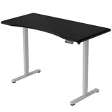 FORTIA Sit To Stand Up Standing Desk 160x75cm 72-118cm Electric Height Adjustable Ergonomically Curved Edge 50kg Rated Black/Silver Frame